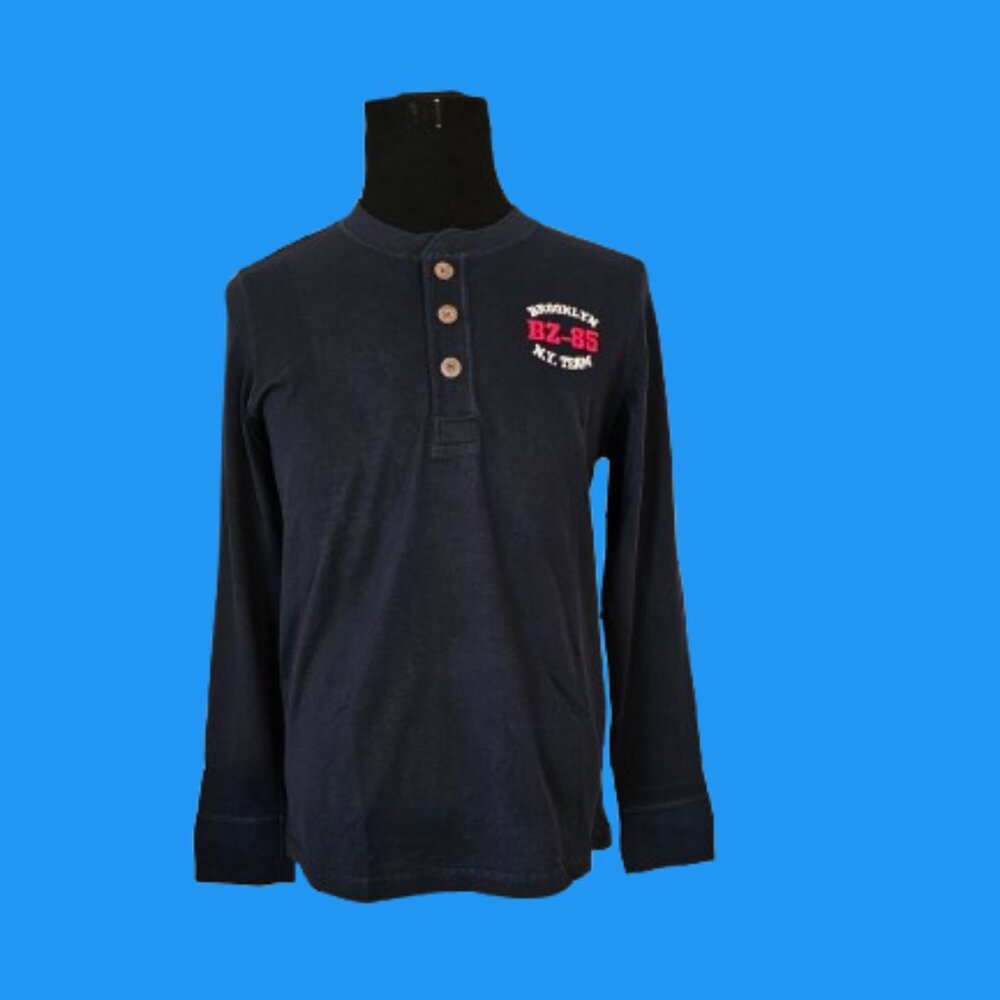 BODY ZONE BROOKLYN BZ-85 N.Y. TEAM MEN'S LONG SLEEVE HENLEY SHIRT - M